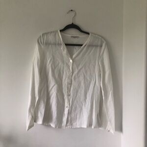 Deane & White Petites Linen Button-Down‎ Women’s Shirt | Ptp 19”